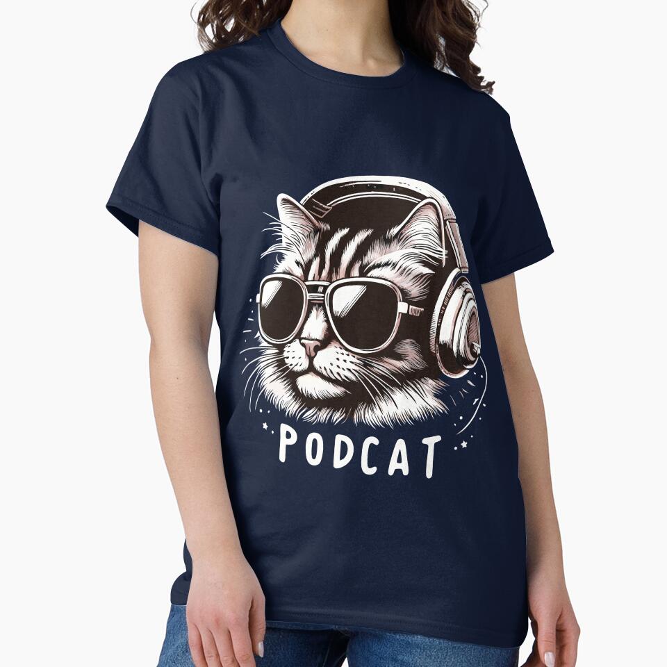 Funny Cool Cat with Headphones – Podcast Pun Design for Music & Cat Lovers by Coowo22 T-Shirts, Hoodie, Sweatshirt (Image 2)