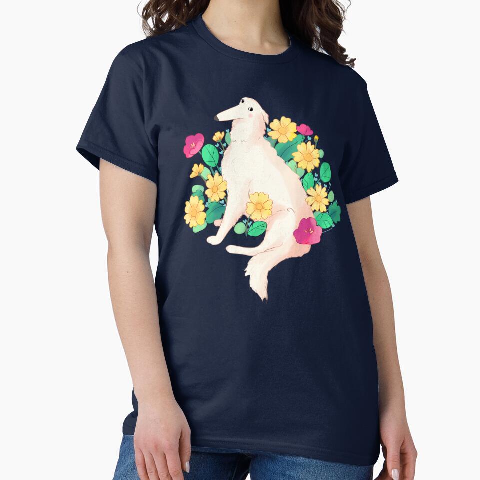 Borzoi and flowers art by Mayarart T-Shirts, Hoodie, Sweatshirt | BlankRebels.com (Image 2)