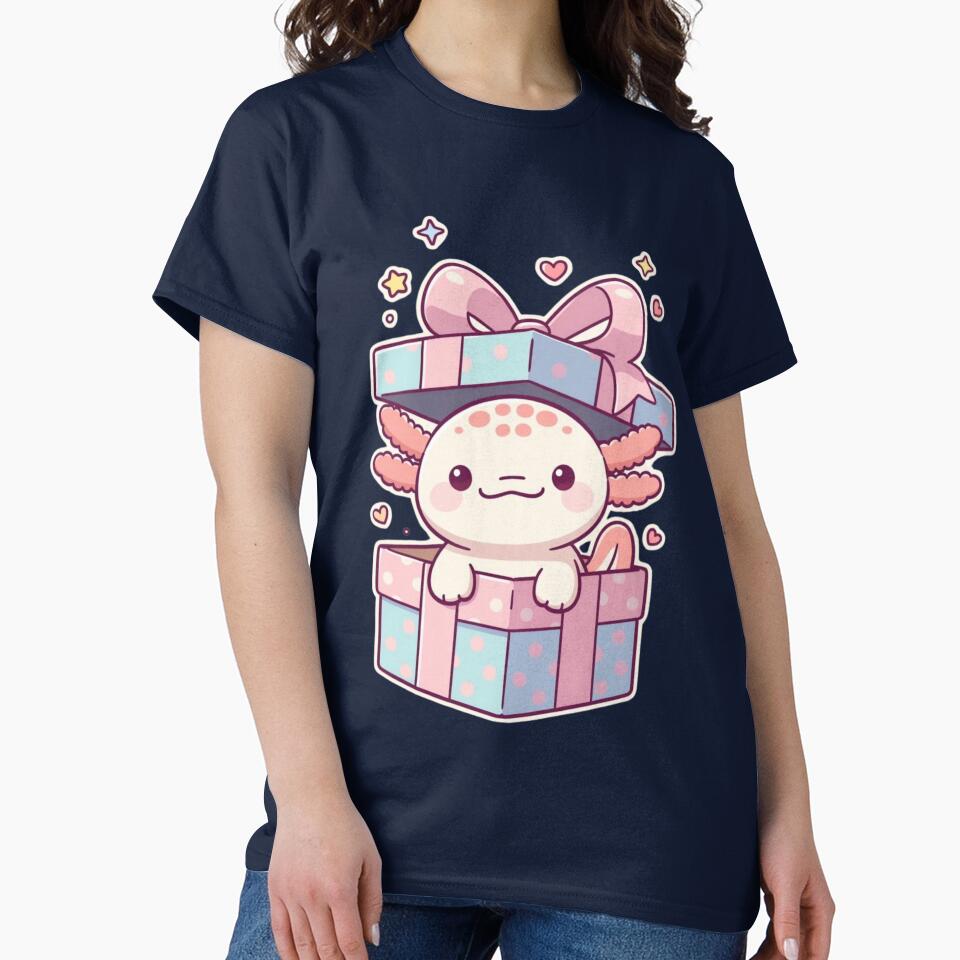 Cute Axolotl Present Box Kawaii Gift Idea by GrumpySableye T-Shirts, Hoodie, Sweatshirt | BlankRebels.com (Image 2)
