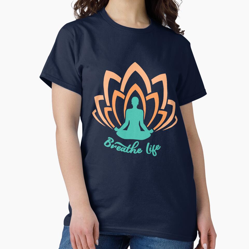 Breathe yoga and happy Life by Khushi Graphics T-Shirts, Hoodie, Sweatshirt | BlankRebels.com (Image 2)