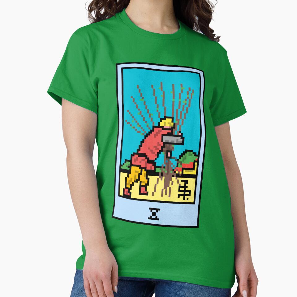 Wait Is This Pixel Art Tarot? Green Minor Arcana 'Ten Wands' ( Stickers Other Accessories) T-Shirts, Hoodie, Sweatshirt