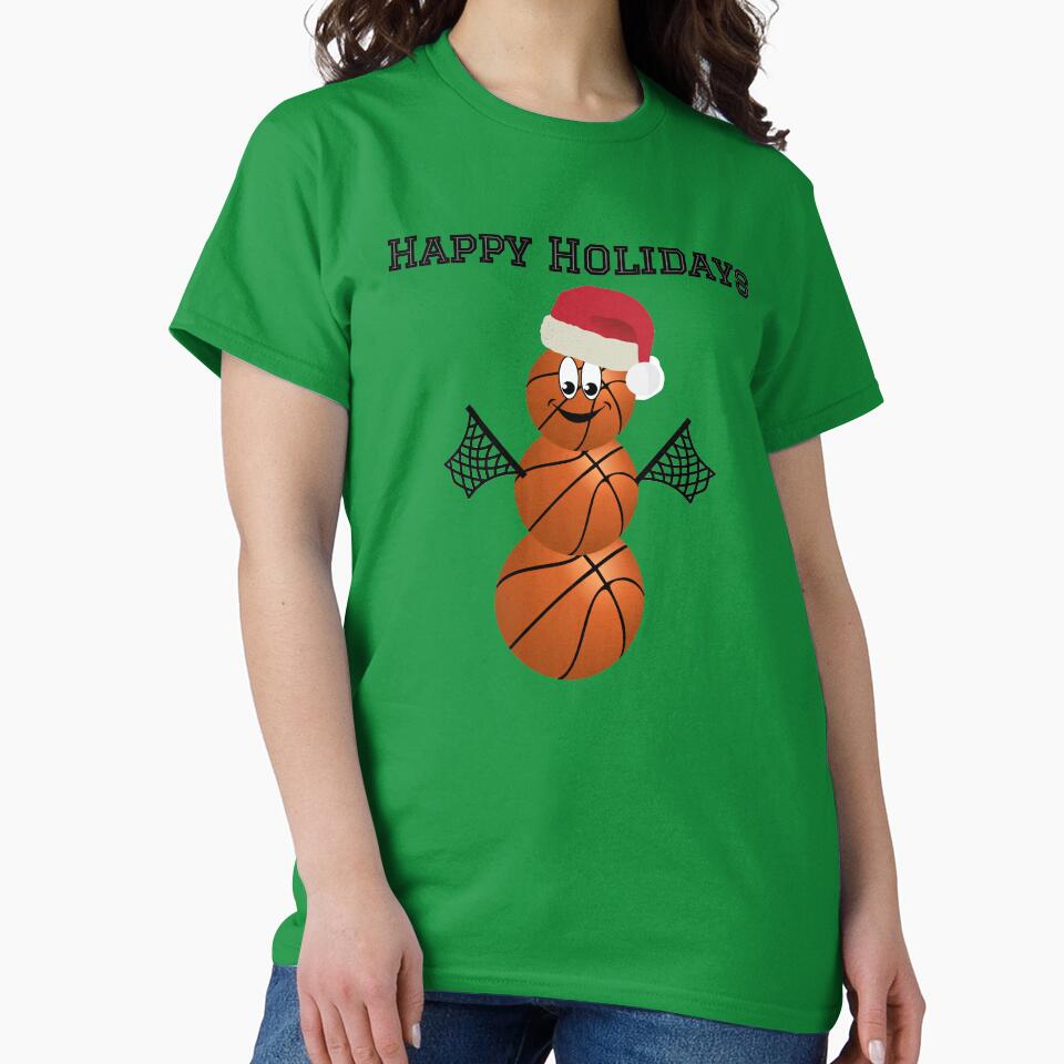 Basketball Santa Snowman Happy Holidays by cmd-art T-Shirts, Hoodie, Sweatshirt | BlankRebels.com (Image 2)