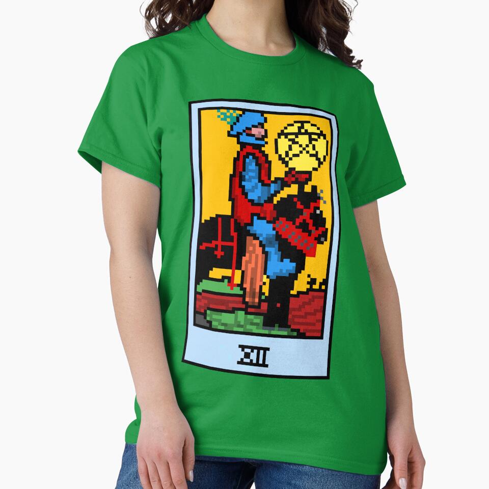 Wait, is this pixel art tarot? Green - Minor Arcana 'Knight of Pentacles' (Design for T-shirt, stickers and... (Image 2)