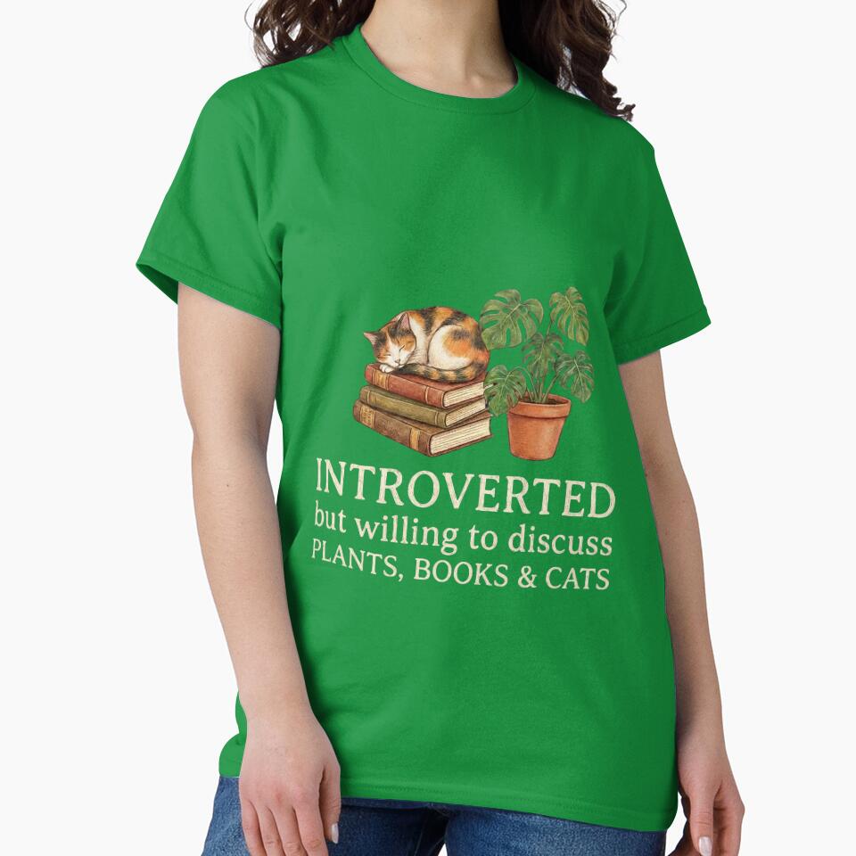 Introverted But Willing To Discuss Plants Books and Cats | Cozy Aesthetic by blakfrog T-Shirts, Hoodie, Sweatshirt (Image 2)