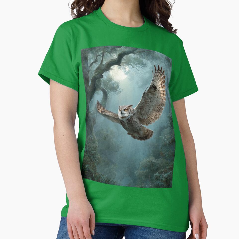 Moonlit Forest Flight – Silent Owl in Motion by Erika Kaisersot