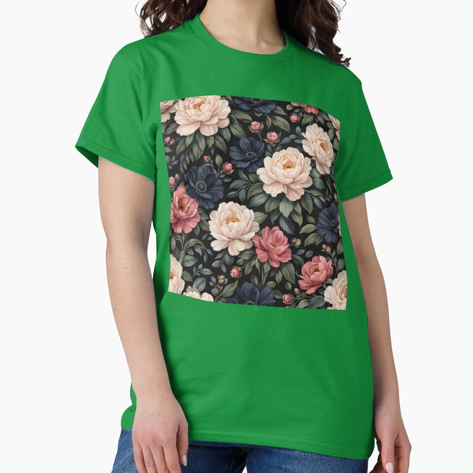 Premium Seamless Floral Pattern with Realistic Peonies by ZEYCAT T-Shirts, Hoodie, Sweatshirt | BlankRebels.com (Image 2)