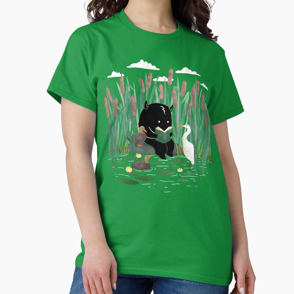 A Quiet Lake Spot – Book Lover Monster by littleclyde