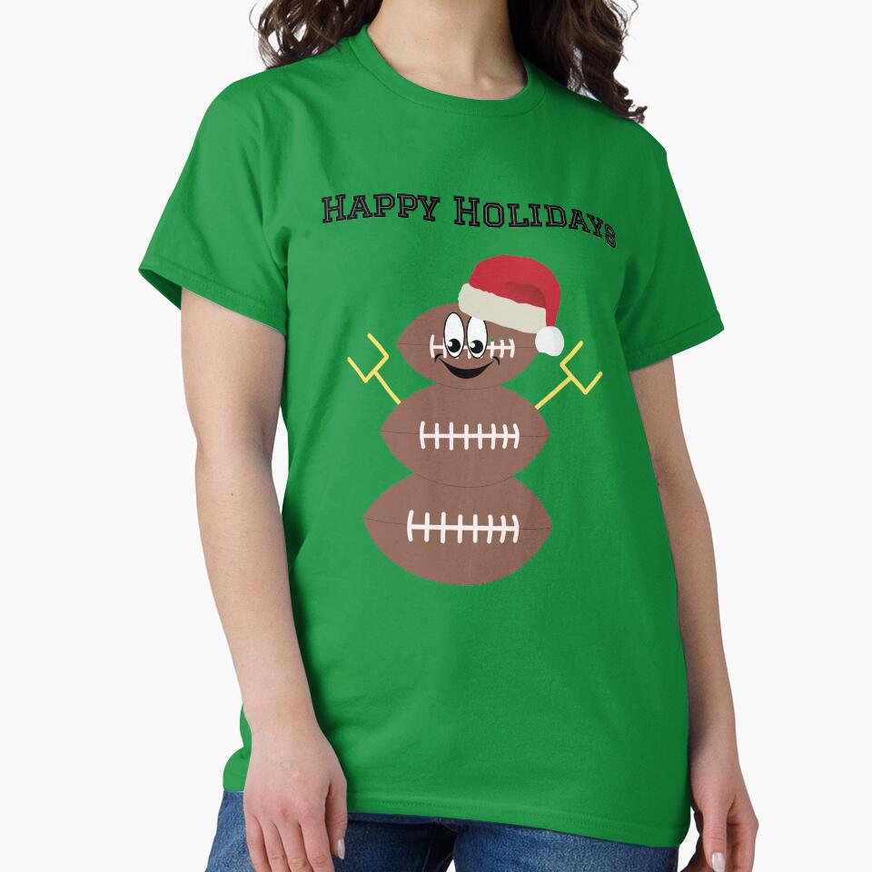 Football Santa Snowman Happy Holidays by cmd-art T-Shirts, Hoodie, Sweatshirt | BlankRebels.com (Image 2)