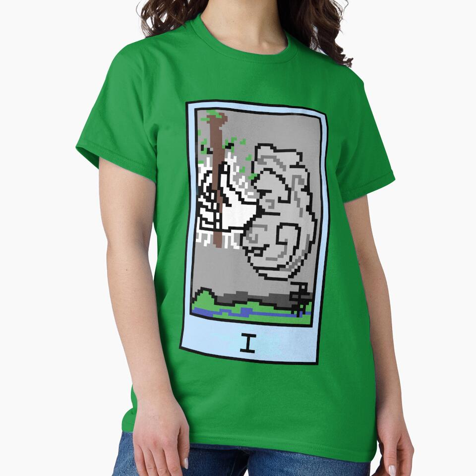 Wait, is this pixel art tarot? Green - Minor Arcana 'Ace of Wands' (Design for T-shirt, stickers and other... (Image 2)
