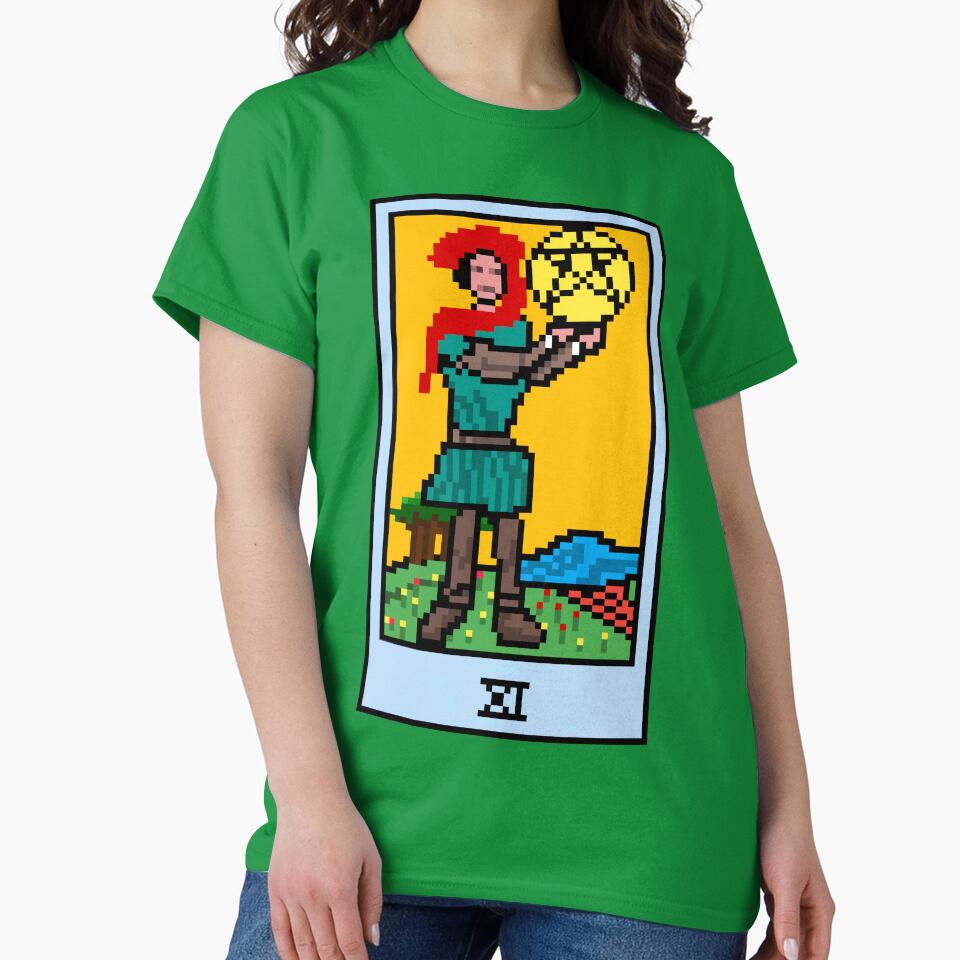 Wait, is this pixel art tarot? Green - Minor Arcana 'Page of Pentacles' (Design for T-shirt, stickers and other... (Image 2)
