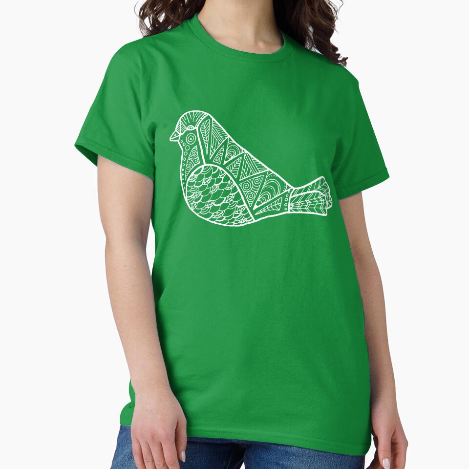 Color Me Bird : White on Green by Janelle Wourms T-Shirts, Hoodie, Sweatshirt | BlankRebels.com (Image 2)