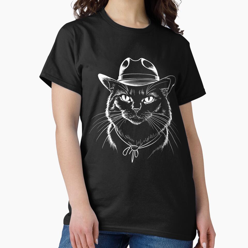 Cat Cowboy Minimalist Art with Western Flair by postprocess T-Shirts, Hoodie, Sweatshirt | BlankRebels.com (Image 2)