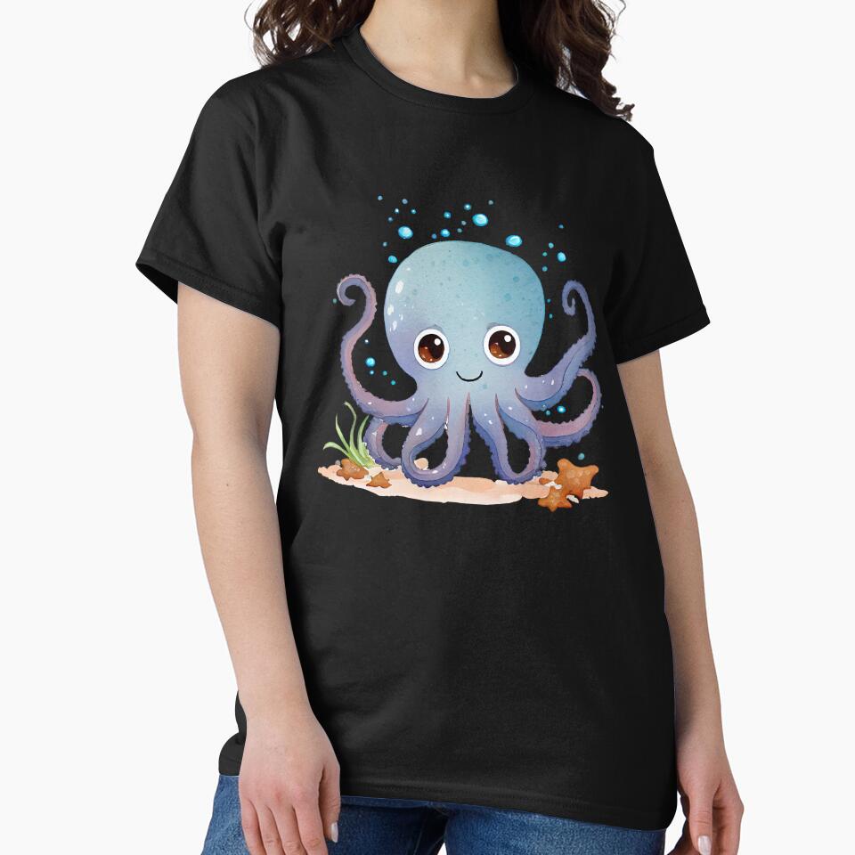 Kawaii Octopus | Cute Under-the-Sea Ocean Animal Illustration for Stickers, Apparel & Home Decor by... (Image 2)