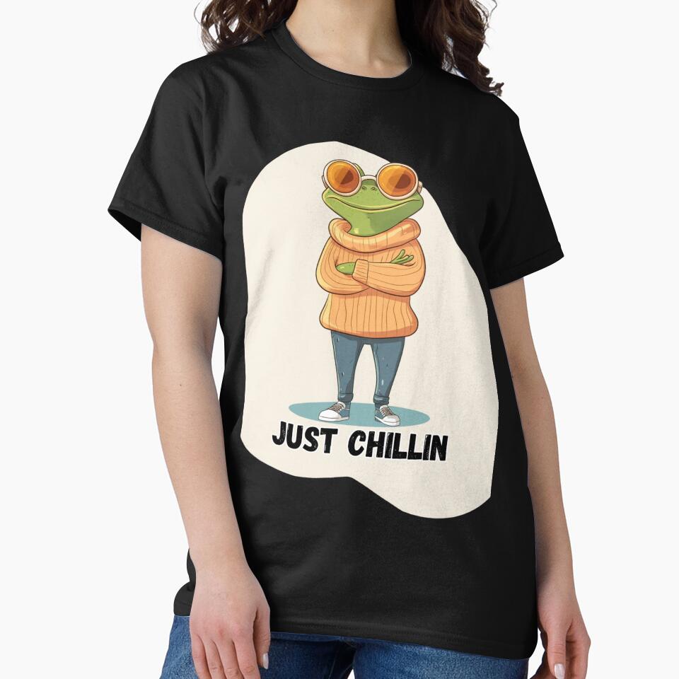 Cool Frog Meme – Just Chillin Cute Cartoon Frog Aesthetic by MiraLumeStudio T-Shirts, Hoodie, Sweatshirt (Image 2)