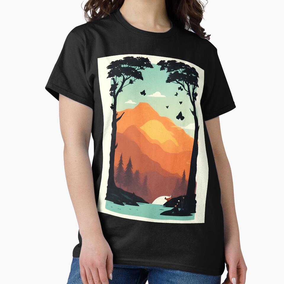 Elevate Your Home Decor Our Minimalist Landscape Mountain Trees Prints T-Shirts, Hoodie, Sweatshirt