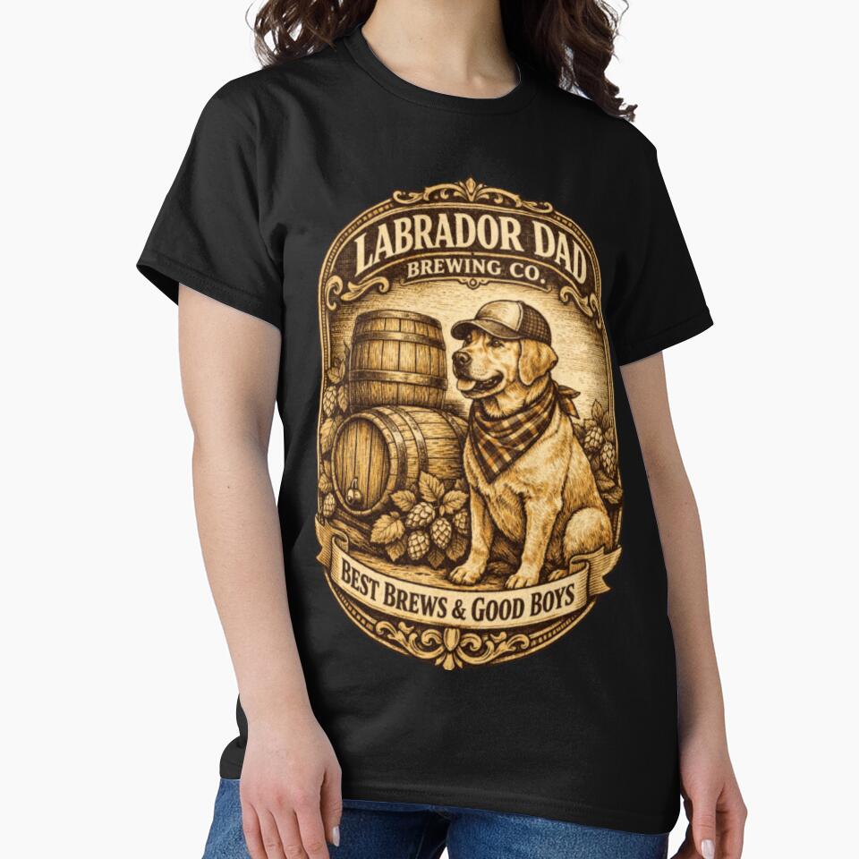 Labrador Dad Brewing Co Vintage Woodcut – Premium Craft Beer Dog Dad Gift by PawPrintCustom T-Shirts, Hoodie,... (Image 2)