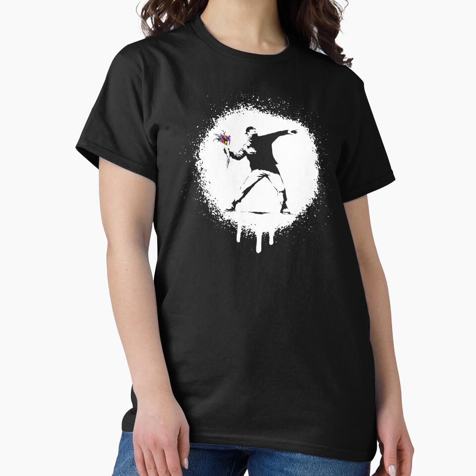 Flower Thrower Rage Banksy Spray Paint Art by WE-ARE-BANKSY T-Shirts, Hoodie, Sweatshirt | BlankRebels.com (Image 2)