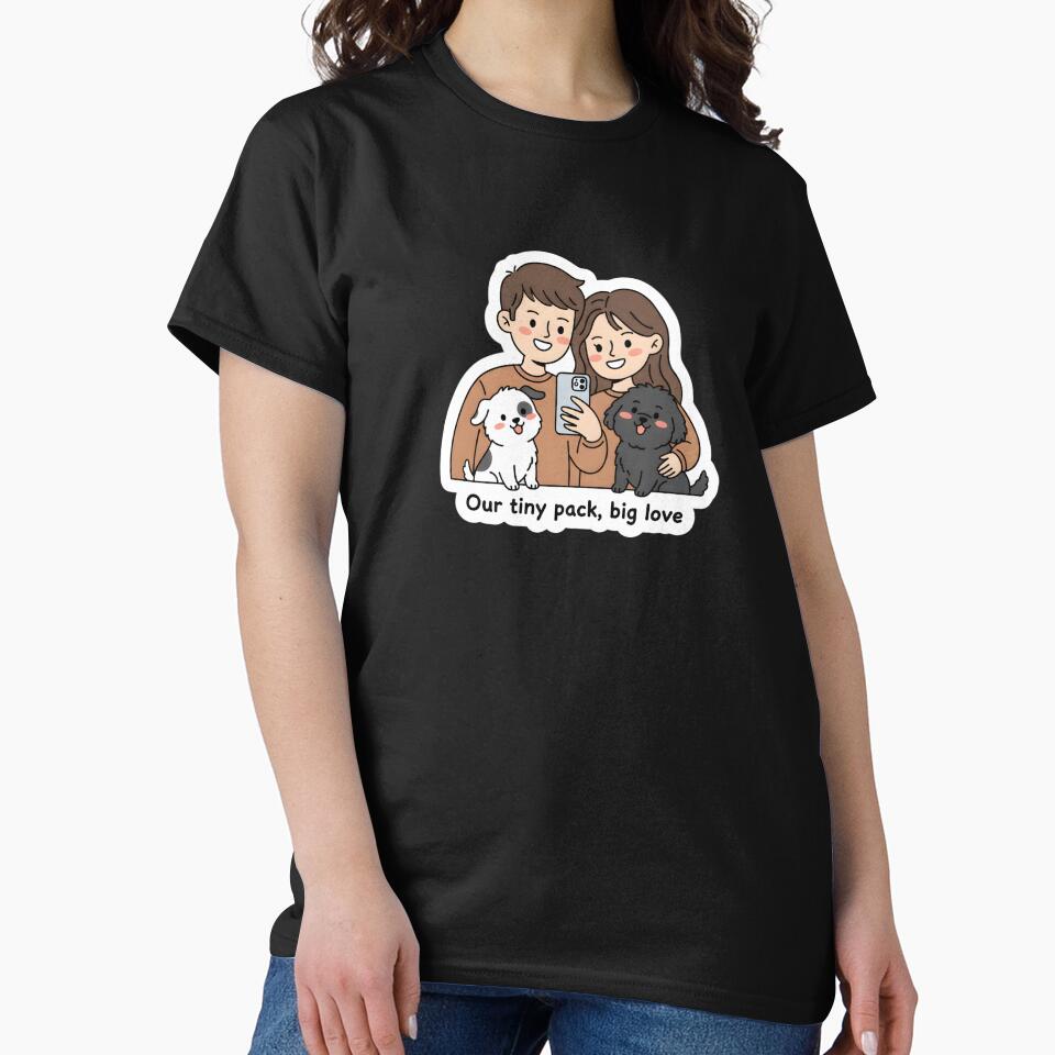 Couple with Pets – Our Tiny Pack Big Love Design, Cute Family Illustration, Dog Lover Couple Gift by... (Image 2)