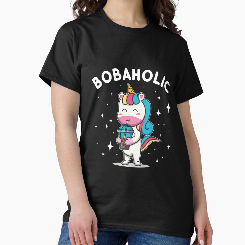 BOBAHOLIC UNICORN KAWAII CUTE BUBBLE MILK BOBA TEA by sobriowslen T-Shirts, Hoodie, Sweatshirt | BlankRebels.com (Image 2)