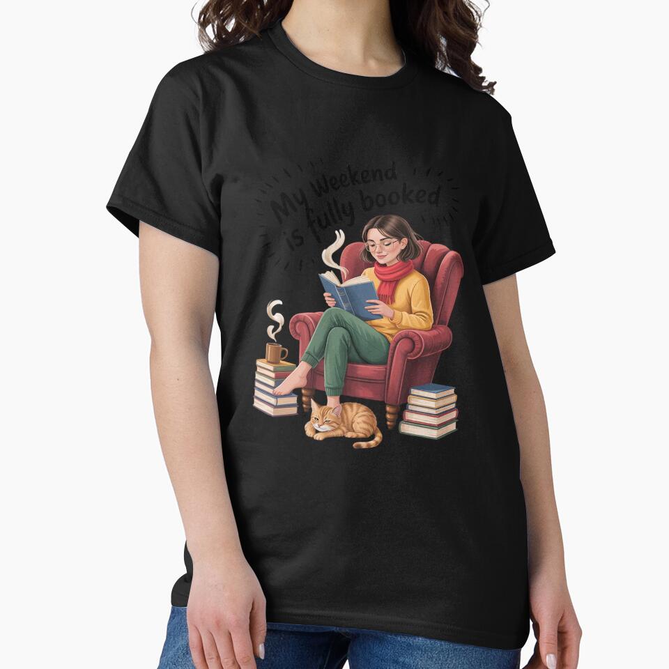 My Weekend Is Fully Booked Cozy Bookworm Love Reading by velltoons T-Shirts, Hoodie, Sweatshirt | BlankRebels.com (Image 2)