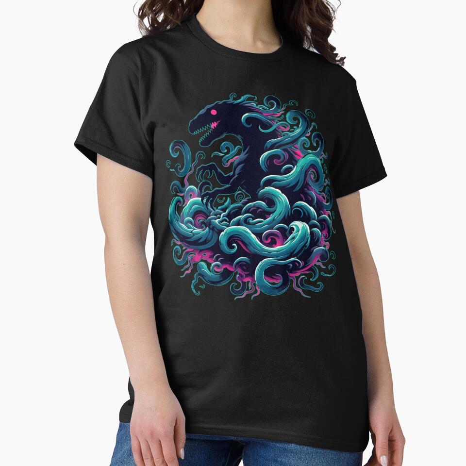 Spooky Abstract Art Demon Paranoramal Dinosaur Velociraptor by TomFrontierArt T-Shirts, Hoodie, Sweatshirt (Image 2)