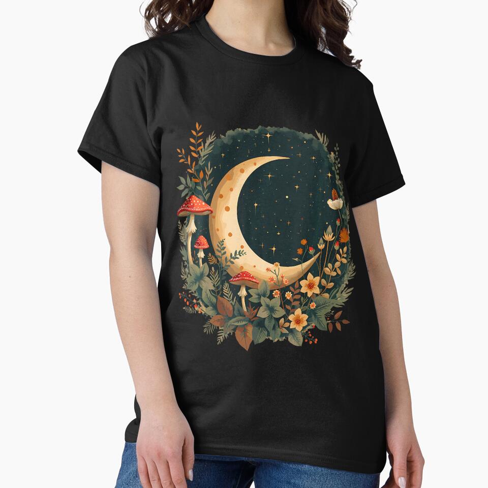 Cottagecore Botanical Moon Mushrooms by ragillthiague T-Shirts, Hoodie, Sweatshirt | BlankRebels.com (Image 2)