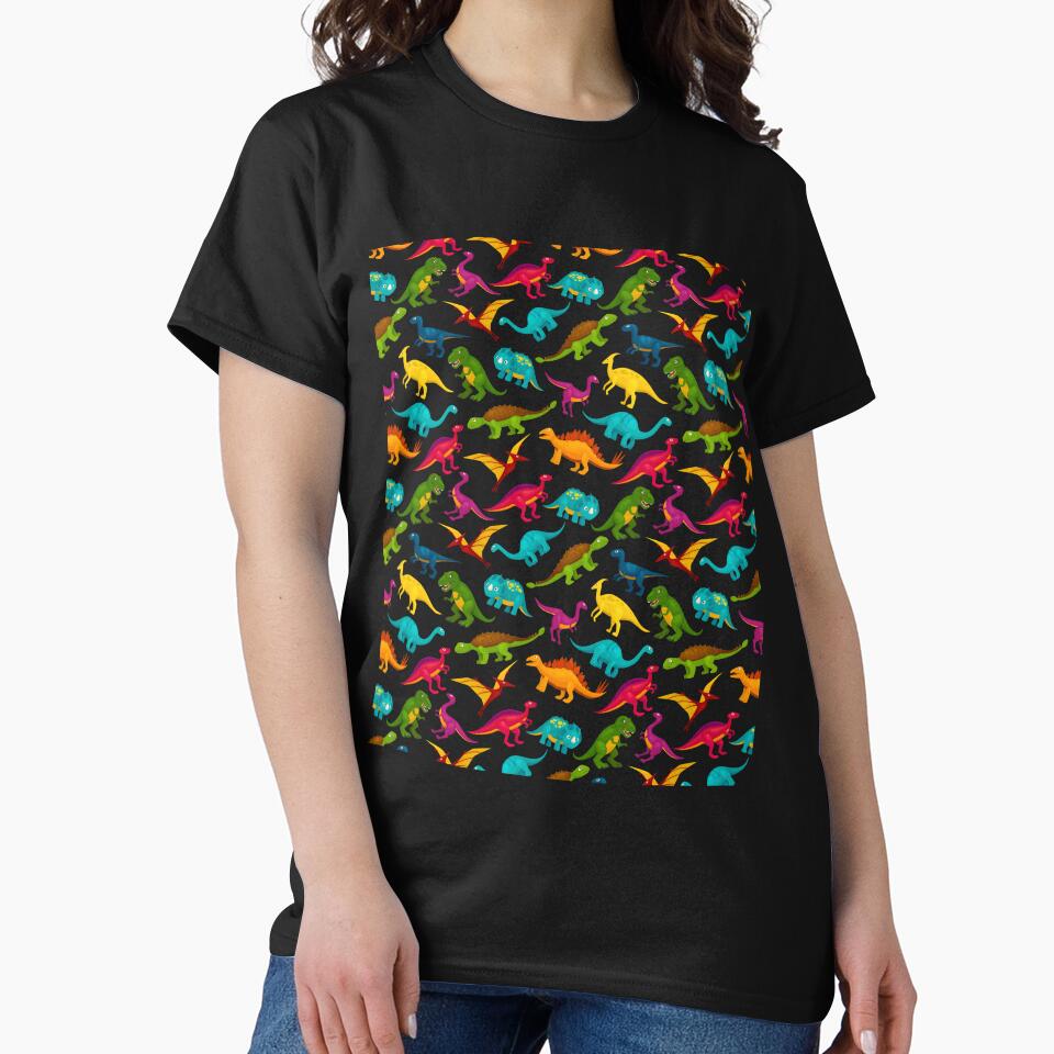 Cute Multi Colored Dinosaur Pattern by cgroenewald T-Shirts, Hoodie, Sweatshirt | BlankRebels.com (Image 2)