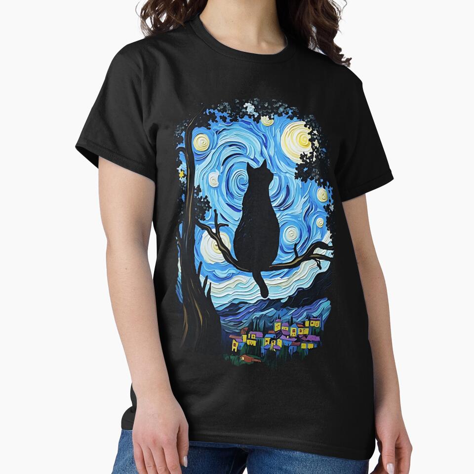 Cat Starry Night Van Gogh – Gift for Cat Lovers, Cat Mom, Cat Dad by KohinurHere