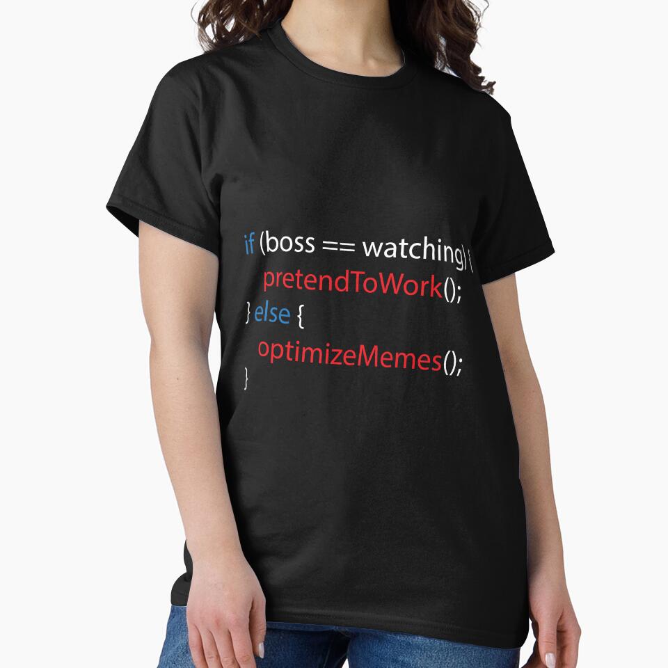 Boss Watching or Memes? | Funny Programmer Design by Geeky Giggles T-Shirts, Hoodie, Sweatshirt | BlankRebels.com (Image 2)