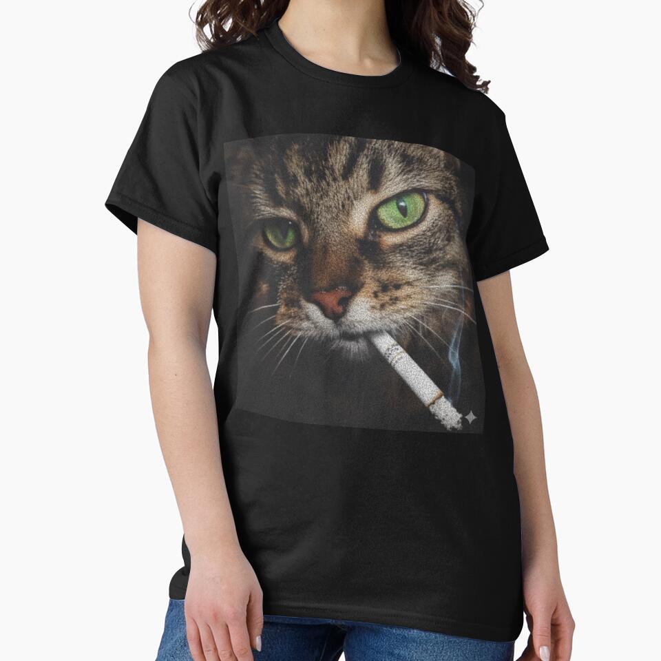 Funny Cat Smoking, Vintage Cat Meme, Smoke Kitty Wash, Aesthetic by BooberriesS T-Shirts, Hoodie, Sweatshirt (Image 2)
