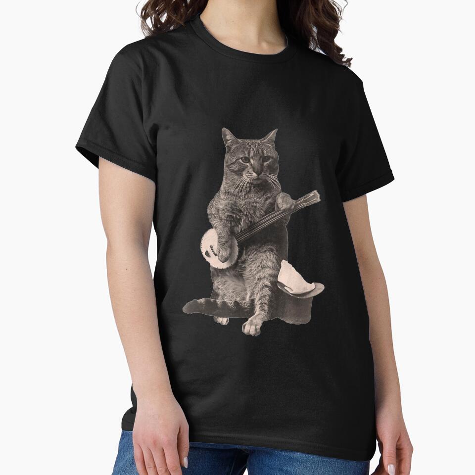 Cat Playing Banjo Guitar Short Sleeve by angelata T-Shirts, Hoodie, Sweatshirt | BlankRebels.com (Image 2)
