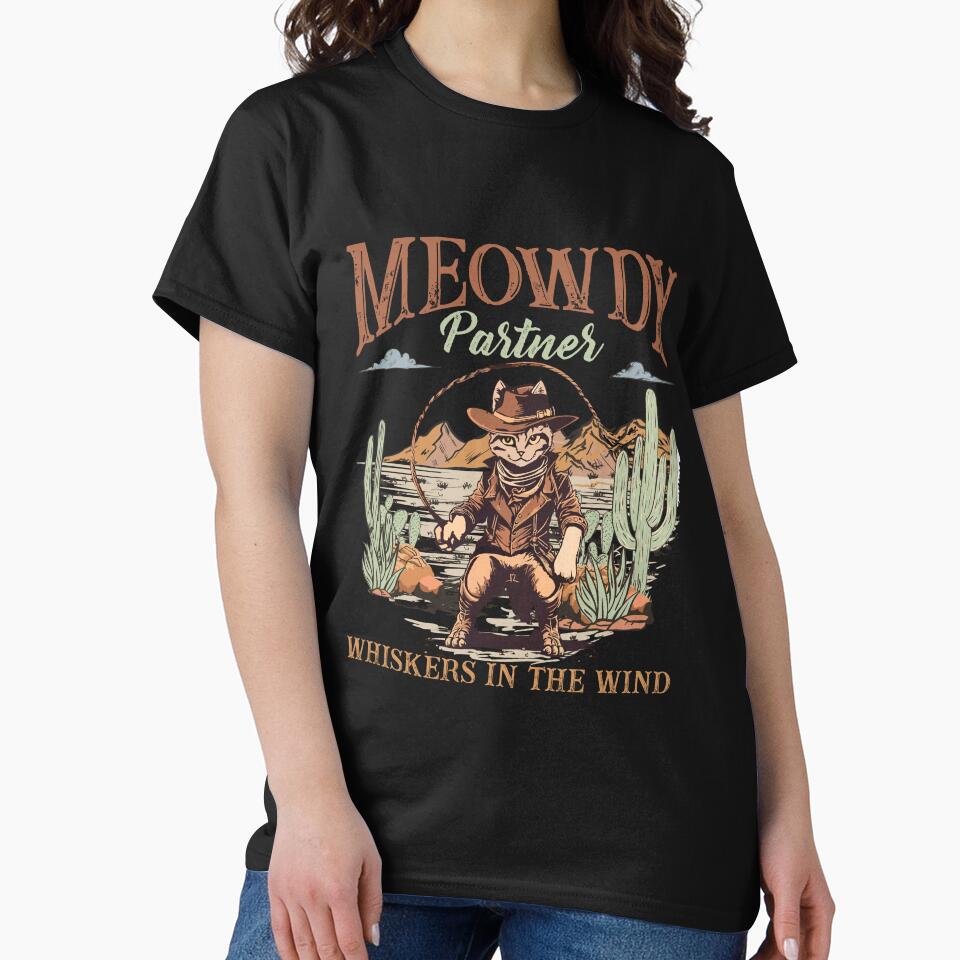 Meowdy Partner Whiskers Wind Shirt Cowboy Cat Vintage Cowboy T-Shirts, Hoodie, Sweatshirt