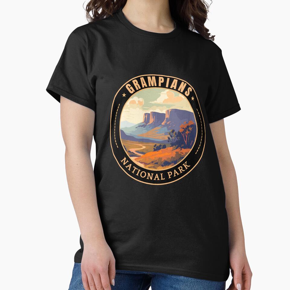Grampians National Park in Victoria Australia Retro Travel Art Badge by MaateoDesign