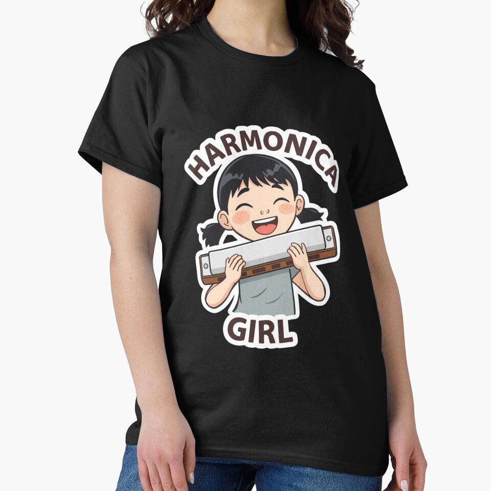 Harmonica Girl, Music Lover by sz0g0 T-Shirts, Hoodie, Sweatshirt | BlankRebels.com (Image 2)