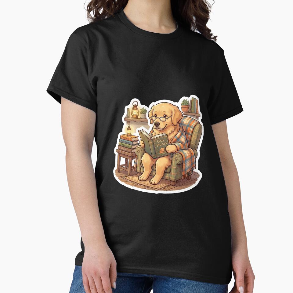 Books & Barks – Cozy Dog Reading Sticker by Shubenzo T-Shirts, Hoodie, Sweatshirt | BlankRebels.com (Image 2)