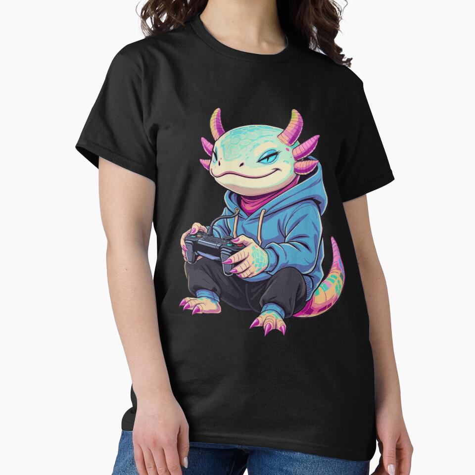 Gaming Axolotl (Pro Gamer) – Chill Gamer Aesthetic Illustration by ColorSplash123 T-Shirts, Hoodie, Sweatshirt (Image 2)