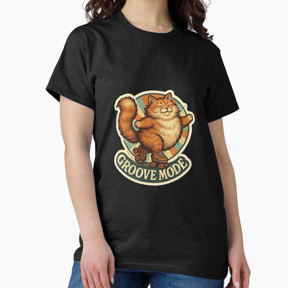 Groove Mode – Vintage Cat Retro 70s Aesthetic | Groovy Kitty Cat Lover Gift Design by Typologystudios T-Shirts,... (Image 2)