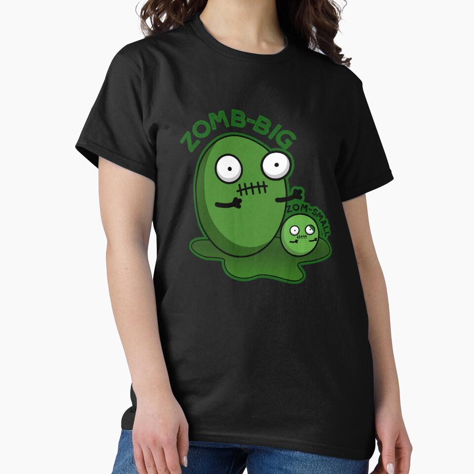 Zom-big Zom-small Funny Halloween Zombie Pun (Dark BG) by punnybone