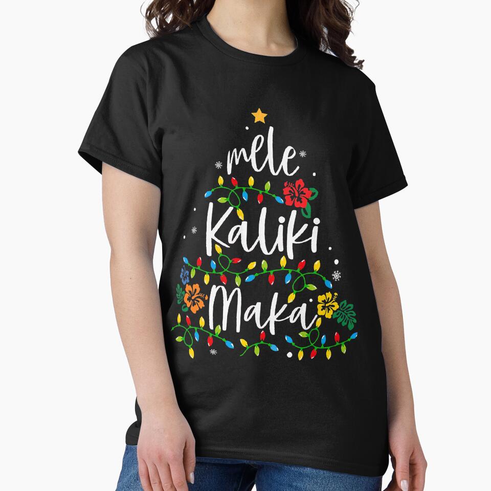 Mele Kalikimaka Hawaiian Christmas Tree With Lights Cheer by ImeldaSparks T-Shirts, Hoodie, Sweatshirt (Image 2)