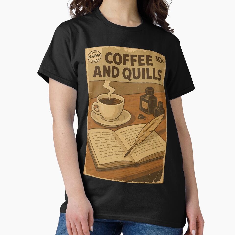 Scholarly Light Academia: Coffee and Quills by bapupa T-Shirts, Hoodie, Sweatshirt | BlankRebels.com (Image 2)
