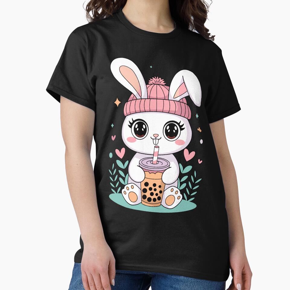Cute Bunny Drinking Bubble Tea by InsanseCreation T-Shirts, Hoodie, Sweatshirt | BlankRebels.com (Image 2)