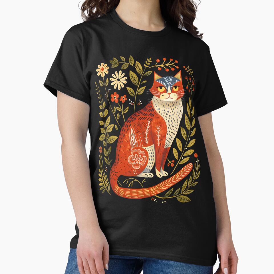 Cute Cat Floral Vintage Cottagecore Aesthetic Cat Lovers by SecretDicer T-Shirts, Hoodie, Sweatshirt (Image 2)