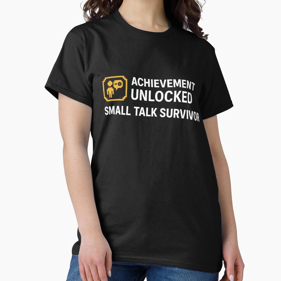 Achievement Unlocked: Small Talk Survivor – Social Gamer Badge by ⭐Anistore⭐ T-Shirts, Hoodie, Sweatshirt (Image 2)