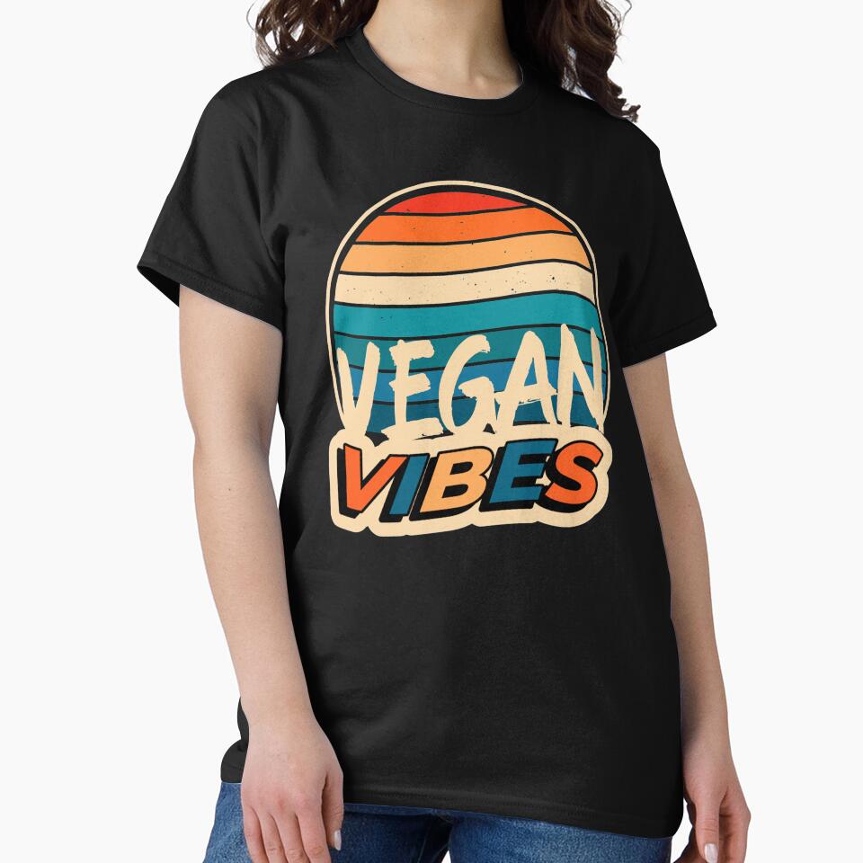 Vegan Vibes Retro Sunset Colorful by nanogarbanzo T-Shirts, Hoodie, Sweatshirt | BlankRebels.com (Image 2)