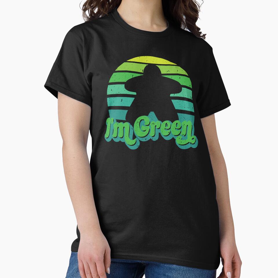 I'm Green Meeple Retro Sunset for Board Game Night by Pawsitive Pixel Studio T-Shirts, Hoodie, Sweatshirt (Image 2)