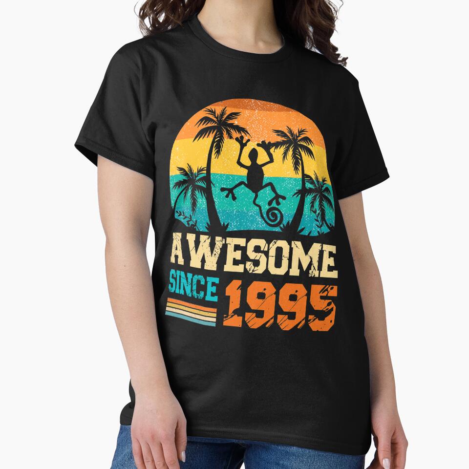 Born In 1995 Vintage Retro Birthday Gift Idea by RetroSunset T-Shirts, Hoodie, Sweatshirt | BlankRebels.com (Image 2)