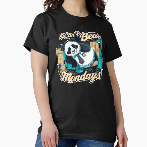''I Can't Bear Mondays'' Funny Office Humor Kawaii Panda T-Shirt by Witty Shirts Hoodie, Sweatshirt (Image 2)