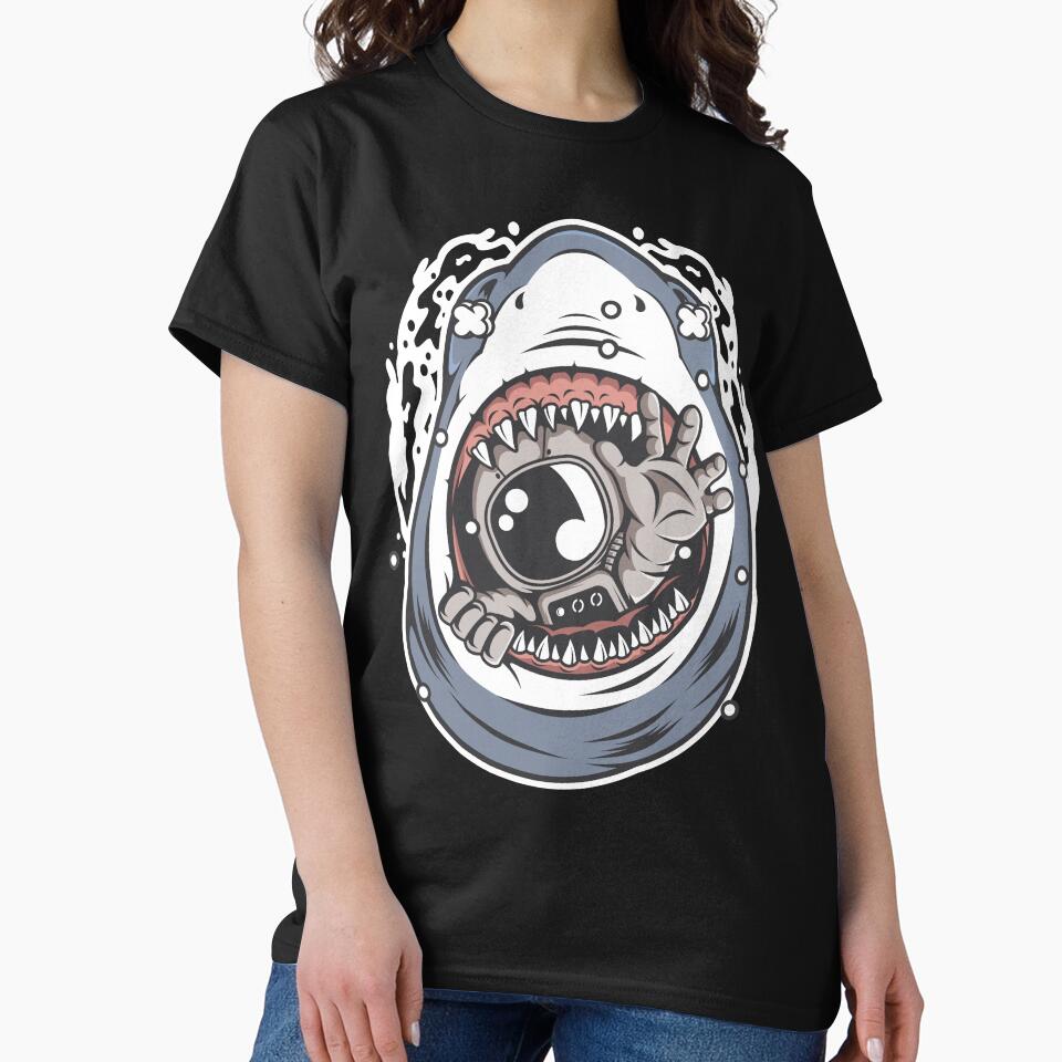 Astronaut Shark - Funny Outer Space Lovers by Desteroids T-Shirts, Hoodie, Sweatshirt | BlankRebels.com (Image 2)