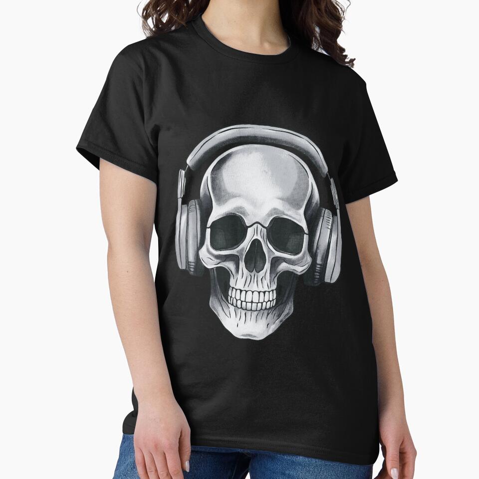 Human skull dj music by AngeMNunez T-Shirts, Hoodie, Sweatshirt | BlankRebels.com (Image 2)