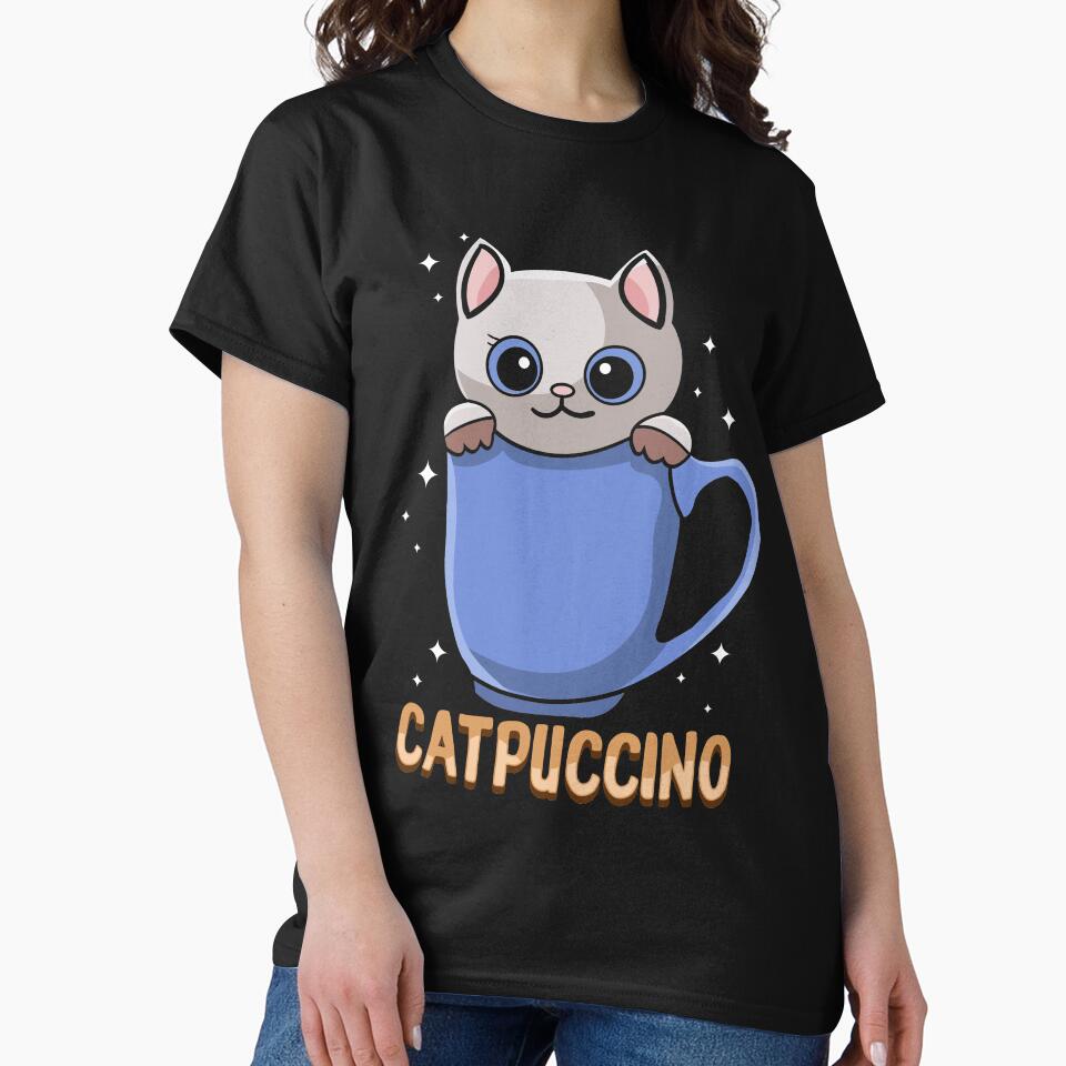 Catpuccino Funny Cat Coffee Lover women men by TexasMerch T-Shirts, Hoodie, Sweatshirt | BlankRebels.com (Image 2)